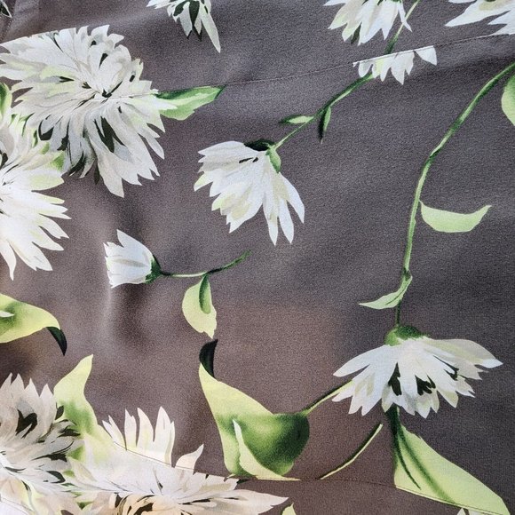 LINDA ALLARD ELLEN TRACY Brown Floral Sheer Silk Tie Sleeveless Blouse Size 10 - Picture 11 of 12